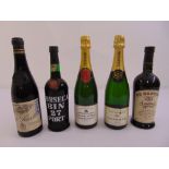 A quantity of alcohol to include port, champagne and wine (5)