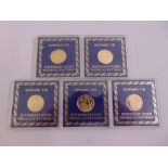 Five 9ct gold Edward VIII 1936 sovereign sized medallions in fitted plastic sleeves, approx total