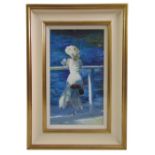 Sherree Valentine-Daines framed and glazed acrylic on panel titled Girl at Henley, monogrammed