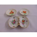 A 19th century Meissen salt and two matching pin dishes