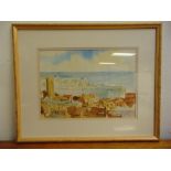 Rod Pearce framed and glazed watercolour titled Towards the Harbour St Ives, signed bottom right,