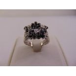 18ct white gold sapphire and diamond cocktail ring, approx total weight 11.0g