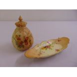 Royal Worcester blush ivory pot pourri vase and cover and a matching oval nut dish