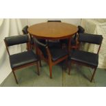 Macintosh oval teak dining table with drop in leaf and six matching chairs