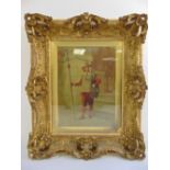 Eugene Fichel framed and glazed oil on board titled En Guard, signed lower right, 35.5 x 26cm