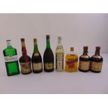 A quantity of alcohol to include cognac, gin, whisky, rum and liqueur (8)