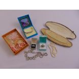 A quantity of costume jewellery to include a cultured pearl necklace with gold clasp