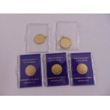 Five 9ct gold QEII commemorative gold medals, approx total weight 13g