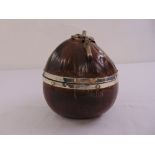 A white metal mounted gourd, the raised pull off cover with branch finial
