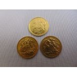 Three half sovereigns 1900, 1973, 1893