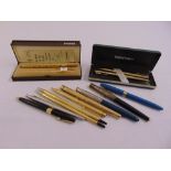 A quantity of fountain pens and propelling pencils to include Shaffer and Parker(13)