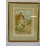 Thomas Mortimer framed and glazed watercolour of a country cottage at Totnes, signed bottom left, 36