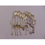 A quantity of silver to include spoons, forks and sugar tongs (19)
