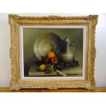 George Leslie Reekie framed oil on canvas still life of fruit, signed bottom right, 45.5 x 55.5cm