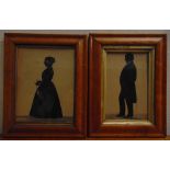 Samuel Metford (1810-1896) two maple framed Victorian silhouettes, comprising a standing gentleman
