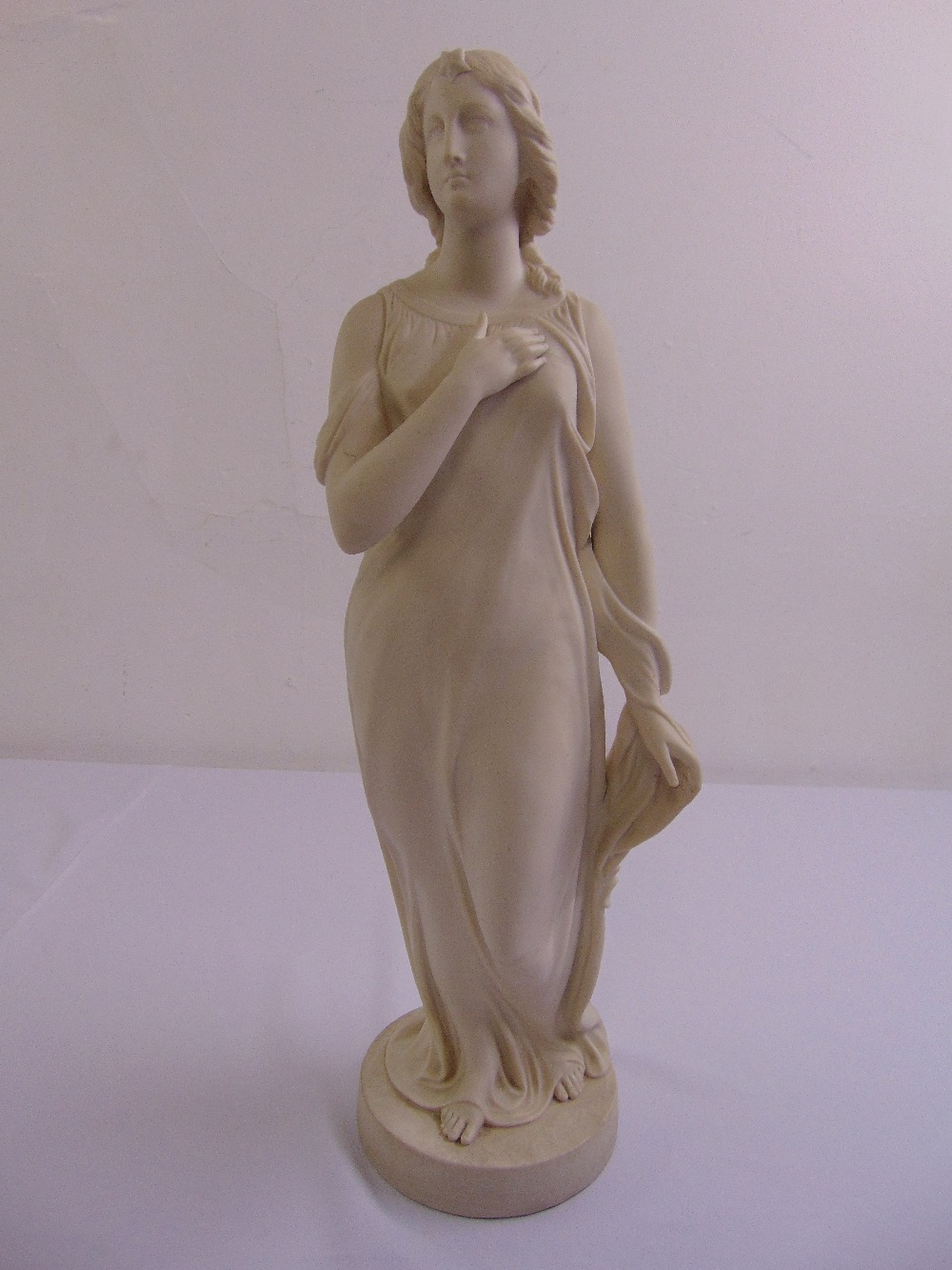 A Copeland Parian figurine of Beatrice on raised circular base, circa 1860
