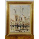 Gabriel Loire (1904-1996) framed oil on canvas of a Mediterranean harbour scene, signed bottom left,