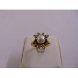 Diamond and pearl dress ring