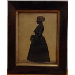 Samuel Metford (1810-1896) a framed Victorian silhouette of a standing lady 22 x 17cm, signed S