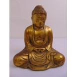 A cast gilded metal seated Buddha 35.5cm (h)