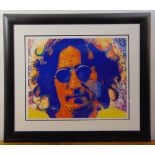 Barry Novis framed and glazed limited edition polychromatic print image of John Lennon, signed