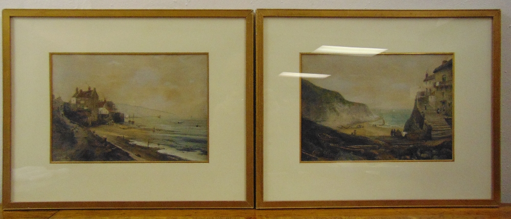 Charles Fredrick Allbon (1856-1926) a pair of framed and glazed watercolours of Robin Hood Bay,