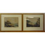 Charles Fredrick Allbon (1856-1926) a pair of framed and glazed watercolours of Robin Hood Bay,