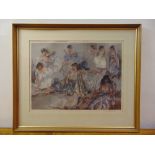 William Russel Flint framed and glazed polychromatic lithograph of ladies signed bottom right, blind