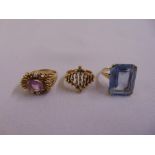 Three 9ct gold rings, approx total weight 20.9g