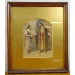 G. Smith framed and glazed watercolour scene from the Merchant of Venice of Shylock handing keys