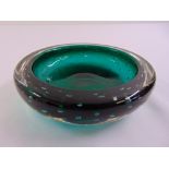 A Whitefriars green bubble glass bowl