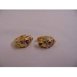 A pair of 18ct yellow gold amethyst and diamond earrings, approx total weight 12.7g