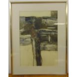 Graham Smithies framed and glazed mixed media abstract, signed right hand side, 58.5 x 40.5cm ARR