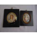 Two framed and glazed miniatures of ladies in 18th century costume