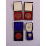 A quantity of Gymnastic medals cast in various mediums, all in original fitted cases (4)