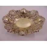 A Victorian silver shaped oval bonbon dish, lattice pierced sides, Birmingham 1896