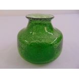 Great Erik Hogland for Kosta Boda green squat bubble vase, signed to the base H998