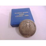 Olympic games Steward medal London 1908 silver medallion in original fitted case