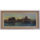 Phyl Nunn framed oil on canvas titled Cityscape, St Pauls and Southwark Bridge, signed bottom right,