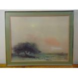A framed and glazed watercolour titled Le Grande Arbre, label to verso, indistinctly signed bottom