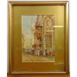 E. Romano framed and glazed watercolour of a Middle Eastern street scene, signed bottom left, 34 x