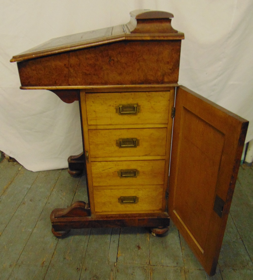 A Victorian rectangular walnut Davenport of customary form - Image 3 of 3