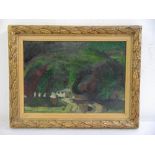 Peter Shaw framed oil on panel titled Low Bridgend Cumberland, signed bottom right, 25 x 36cm ARR