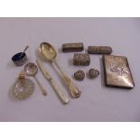 A quantity of hallmarked silver to include covered pill and ring boxes, a scent bottle and