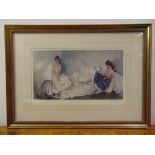 William Russel Flint polychromatic lithograph of two ladies, signed and with blind stamp, 30 x 54cm