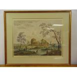 F. Bartolozzi framed and glazed polychromatic engraving titled Semplice vita e aran richezza all