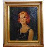 Paul Lucien Dessau (1909-1999) framed oil on board portrait of a society lady, signed bottom