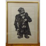 Moshe Bernstein a framed and glazed monochromatic limited edition lithographic print 96/150 of an