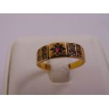 15ct yellow gold ruby and diamond ring, approx total weight 2.6g