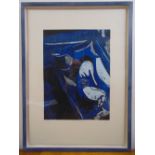A framed and glazed lithograph, abstract forms, limited edition 21/24 monogrammed bottom right, 40 x